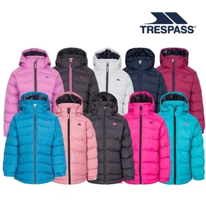 Trespass Girls Padded Jacket Windproof Water Resistant Hooded School Amira - Picture 1 of 11