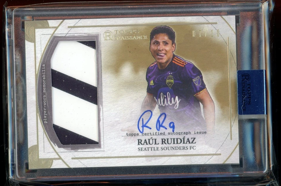 2022 Topps MLS Renaissance Raul Ruidiaz Gold Autograph Relic Auto #7/10 Sounders - Image 1 of 2