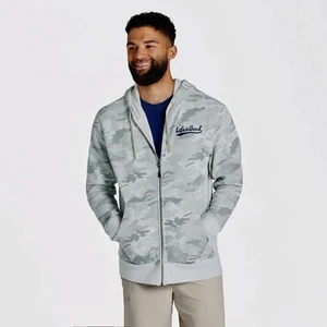 NEW Mens $80 LIFE IS GOOD Ballyard Tailwhip Fleece Zip Hoodie Gray Camo XL - Picture 1 of 11