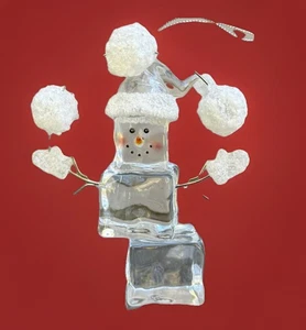 Seasons Of Cannon Falls Christmas Ornament Ice Cube Snowman Acrylic Whimsical - Picture 1 of 9