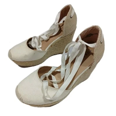 Zapatos de cuña con plataforma de alpargata Torrid talla 9,5 WW extra anchos atar crema Foto 1 de 4
