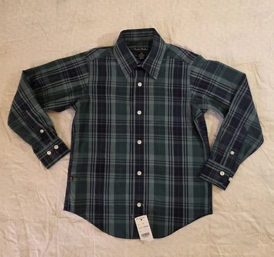 New Brooks Brothers Boys Classic Button-Up Shirt Green Blue Long Sleeve Size XS - Image 1 of 4