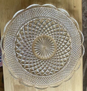 Vintage 14 In Anchor Hocking Wexford serving/Cake platter with scalloped Rim - Picture 1 of 2