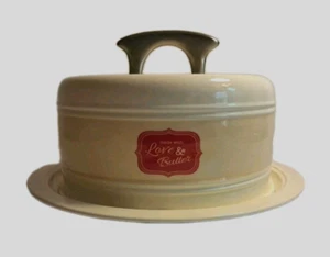 Heavy Metal Cake Carrier Enamel Painted Locking Lid Made with Love & Butter - Picture 1 of 21