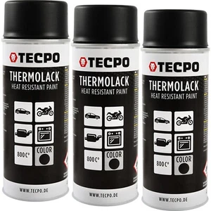 3x400 ml HOCHTEMPERATUR SPRÜHLACK SCHWARZ MATT AUSPUFF OFENLACK 800°C HITZEFEST - Bild 1 von 4