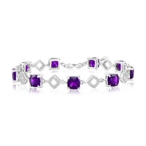 Sterling Silver, Amethyst & White Topaz Gem Bracelet (9.07cttw) - Picture 1 of 1