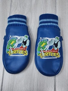 VTG Teenage Mutant Ninja Turtles Youth Blue Pleather Gloves 1990 Mirage Studios. - Picture 1 of 4
