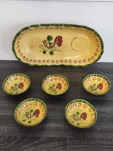 Vintage Le Plume von Amici Terrakotta Chips & Dip 6-teiliges Set 1 Tablett 5 Schüsseln - Bild 1 von 24