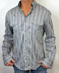mens - A|X ARMANI EXCHANGE shirt - L - WESTERN - STRIPES - TEXTURED FABRIC Gray - Picture 1 of 1