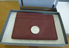 Drew Lennox British Leather Card Holder Wallet Metallic Finish Burgundy