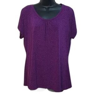 Camicia Worthington taglia XL viola con motivo nero camicetta casual top minimalista - Foto 1 di 11