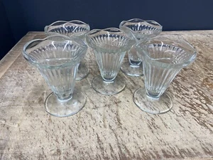 Set of 5 Vintage French Fluted Ice Cream Sundae Glasses all matching no chips - Picture 1 of 21