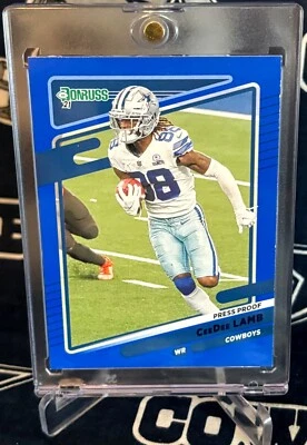 2021 Panini Donruss BLUE PRESS PROOF Dallas Cowboys CEEDEE LAMB Insert #190 OU - Image 1 of 4