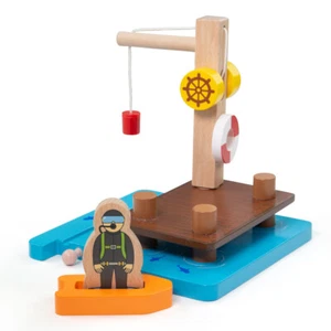 Bigjigs Toys Muelle Grúa con Buzo y Bote, Juego de Tren de Madera Accesorios - Imagen 1 de 2