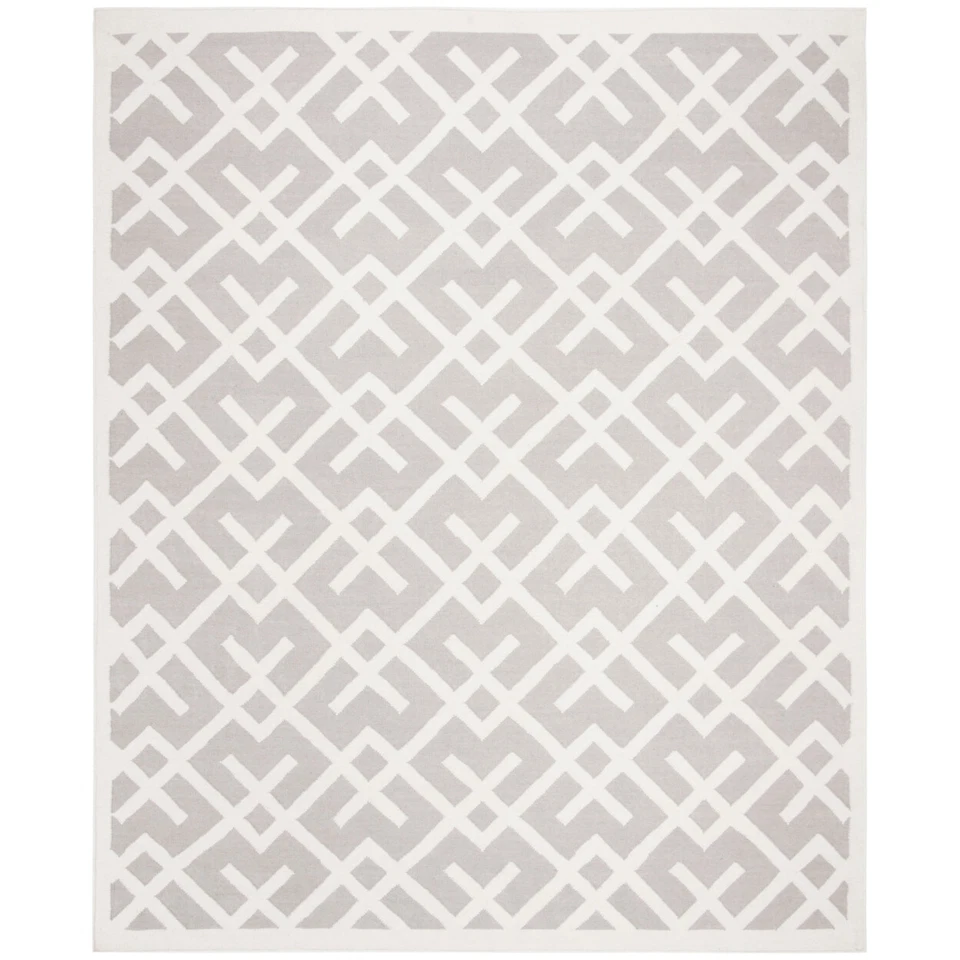 SAFAVIEH Dhurries DHU552G Handwoven Grey / Ivory Rug - Image 1 of 4