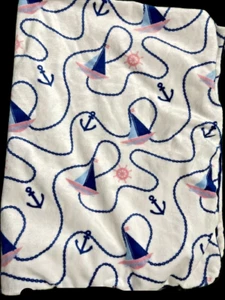 SL Home Fashions Nautical Baby Blanket Pink and Blue - Sailboats Anchor - Picture 1 of 3