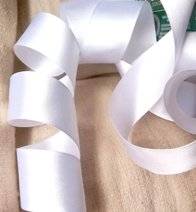 White Satin 1.5" by 5 yd Wired Ribbon Everyday Wedding Christmas Holidays - Picture 1 of 6
