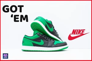 Size 11 - Nike Air Jordan 1 Low Black 'Lucky Green' - Picture 1 of 16