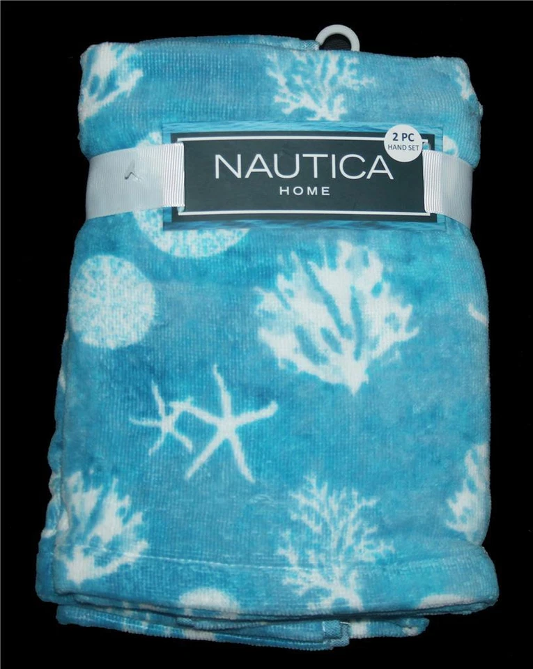 2 toallas de mano Nautica Starfish Sand Dollar Coral Decorativas Terciopelo Algodón Nuevas con etiquetas Foto 1 de 1