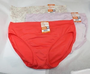 New set/3 WARNER'S no muffin top microfiber HI CUT LILAC IVORY FLORAL ORANGE 2XL - Picture 1 of 3