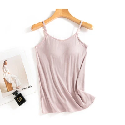 Camisolas para mujer Camiseta sin mangas con sujetador acolchado incorporado XS Pequeña Mediana Talla 2-10 Foto 1 de 4