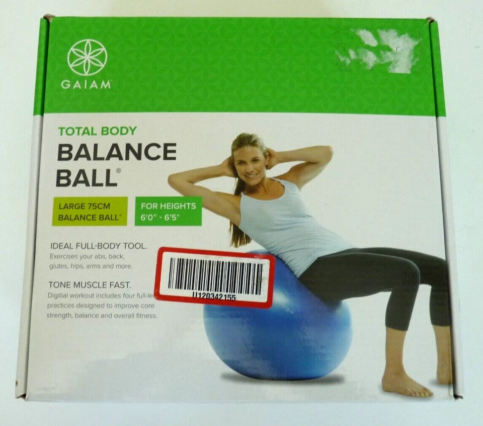 Gaiam 552205 Total Body Balance Ball Kit Large 75cm Blue