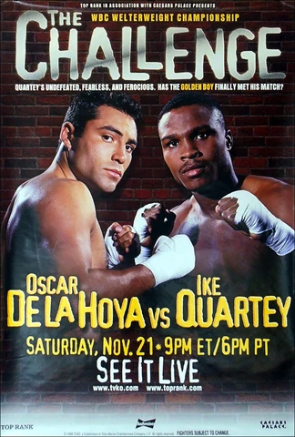 Original Vintage Oscar de la Hoya vs. Ike Quartey  Boxing Fight Poster Cover
