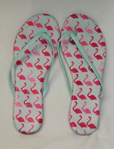 Damen LC Lauren Conrad Flip Flop Sandalen Flamingos türkis/pink Größe WMS/6M - Bild 1 von 9