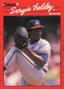 1990 Donruss Baseball Card Sergio Valdez Atlanta Braves #405 - Picture 1 of 2