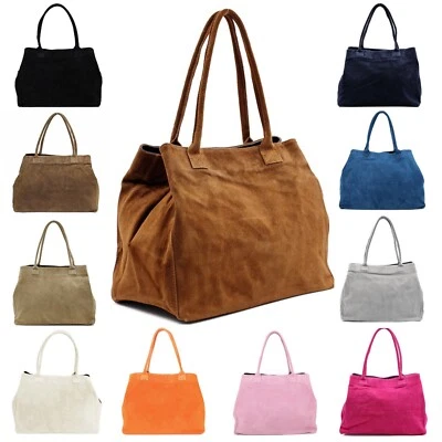 MADE IN ITALY ITALY WILDLEDER HANDTASCHE BEUTEL TASCHE SCHULTERTASCHE SHOPPER ECHT LEDER NEU