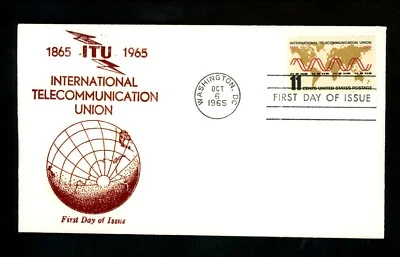 US FDC #1274 Centennial NIM 1965 DC ITU International Telecommunications Union - Image 1 of 2