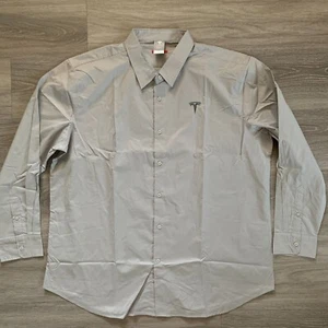 Tesla Button Up Shirt Mens 3XL Gray Long Sleeve Embroidered Logo Employee Work - Picture 1 of 10