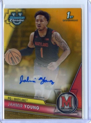 2023-24 Bowman University Chrome JAHMIR YOUNG RC 1ST GOLD REFRACTOR AUTO /50 - Image 1 of 2