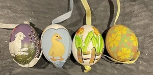 4 Vintage handgefertigte ECHTE Eier Osterschmuck Germany Eigelb ausgeblasen - Bild 1 von 3