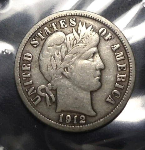Nice original Very Fine VF 1912 barber silver 10C dime COMBINE SHIPPING! Cover