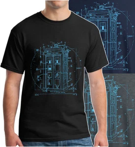Doctor Dr Vitruvian Police Call Box Da Vinci T-Shirt Retro SciFi Dalek TV Cult - Picture 1 of 14