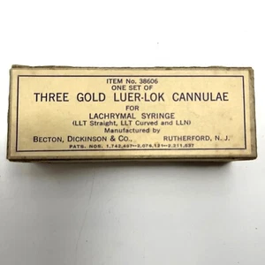 Vintage B-D Medical 3 Gold Luer-Lok Cannulae for Lachrymal Syringe No. 38606 - Picture 1 of 9