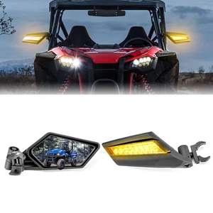 Adjustable Side Mirrors with LED Turn Signal Lights for Polaris RZR 1000 Can-Am - Picture 1 of 13