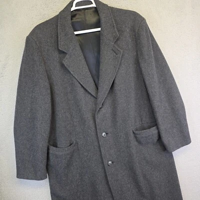 London Fog Trench Pea Coat Mens 44R Gray Wool Long Overcoat Preppy Business VTG - Image 1 of 4