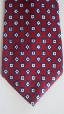 Corbata de cuello geométrica Stafford para hombre roja seda ancha 3 7/8" x 55" Foto 1 de 3