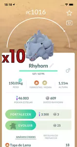 Pokemon TRADE - 10x Rhyhorn Trade !! Good Chance of Lucky and Good IVs !! - Picture 1 of 1