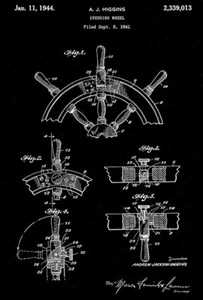 1944 - Volante - A. J. Higgins - Poster Brevetto Arte - Foto 1 di 3