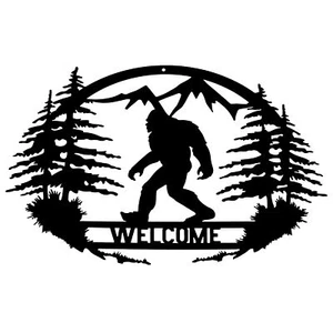 Bigfoot Wall Decor Sasquatch Metal Welcome Sign Door Decor Indoor Outdoor Wall A - Picture 1 of 8