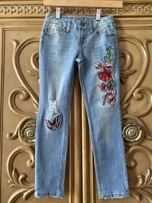 V*JEANS DORADOS NIÑAS TALLA 7 Bordados Mariposa y Flores Florales�� Foto 1 de 4