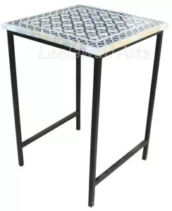 Antique Mother of Pearl Geometric Design Side Table Bed Side End Table - Picture 1 of 4