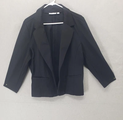 Croft & Barrow Blazer Women Large Black Open Front Stretch Career Work Jacket - Image 1 of 4
