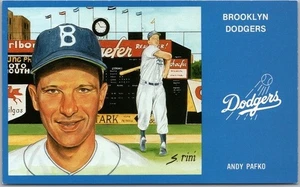 1988 Brooklyn Dodgers Baseball Postcard / ANDY PAFKO - Artist-Signed Susan RINI - Picture 1 of 2
