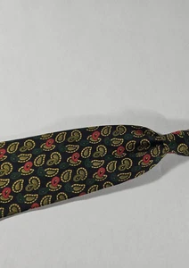 Corbata Rubinacci Napoli Sarga Negra Seda Paisley Cuello Hecha en Italia - Imagen 1 de 3