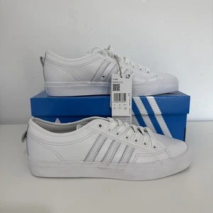 Original Adidas Originals Nizza Low Herren UK Größe 9 dreifach weiß Turnschuhe neu im Karton - Bild 1 von 5