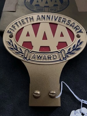 Placa de licença AAA 50º aniversário prêmio clube automóvel topper novo em folha - Imagem 1 de 4